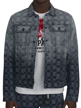 PRPS Purgatory Logo Denim Trucker Jacket XL AOP All Over Print Grunge Streetwear
